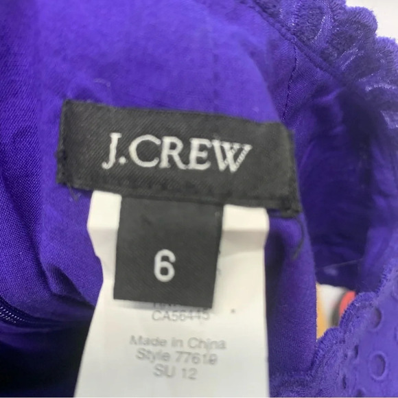 J Crew Dress Size 4 Purple Eyelet  Knee Length Sleeveless Sheath Pockets Cotton - Picture 11 of 14